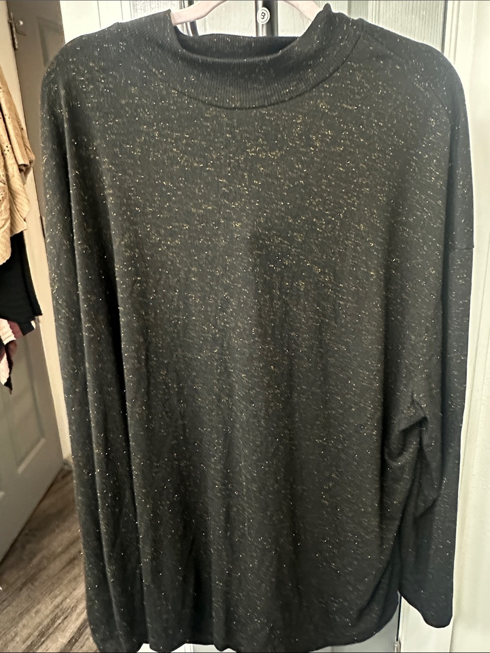 Terra & Sky Black Knit Top with Gold Flecks
